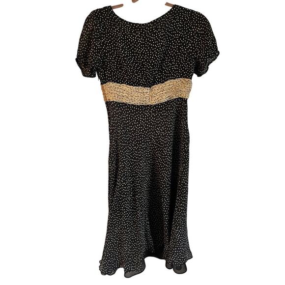 Suzi Chin 100% Silk Short Dress Short Sleeve Brown Y2K Pattern Size 6 Side Zip - Picture 6 of 6